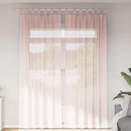 Voile gardiner med öglor 2 st ljusrosa 140x260 cm