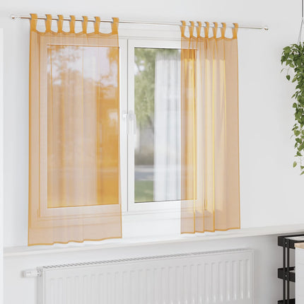 Voile gardiner med öglor 2 st orange 140x175 cm