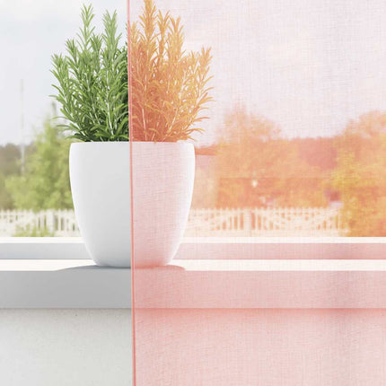 Voile gardiner med öglor 2 st rosa 140x225 cm