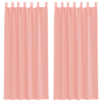 Voile gardiner med öglor 2 st rosa 140x245 cm