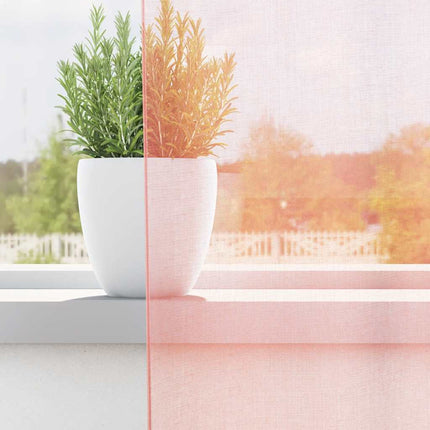 Voile gardiner med öglor 2 st rosa 140x245 cm
