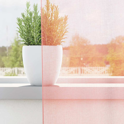 Voile gardiner med öglor 2 st rosa 140x260 cm