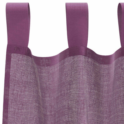 Voile gardiner med öglor 2 st lila 140x175 cm