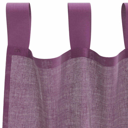 Voile gardiner med öglor 2 st lila 140x225 cm