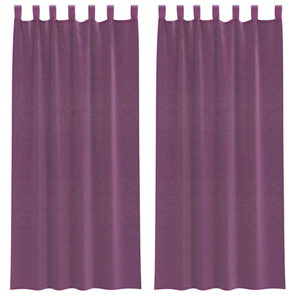 Voile gardiner med öglor 2 st lila 140x245 cm