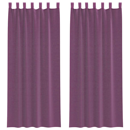 Voile gardiner med öglor 2 st lila 140x260 cm