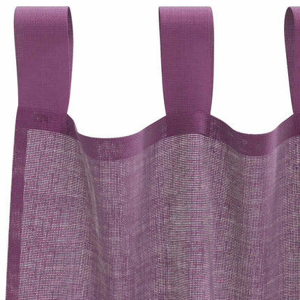 Voile gardiner med öglor 2 st lila 140x260 cm