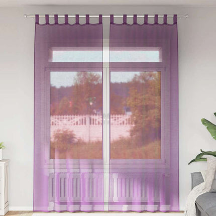 Voile gardiner med öglor 2 st lila 140x260 cm