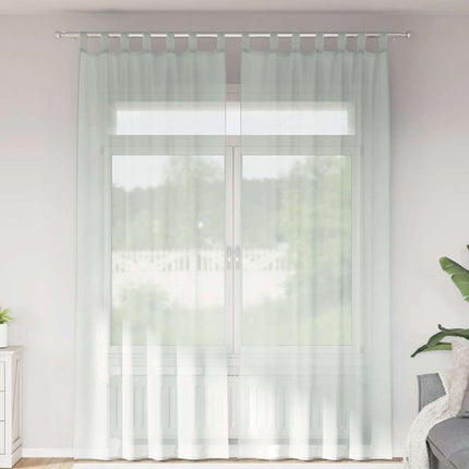 Voile gardiner med öglor 2 st ljusgrå 140x260 cm