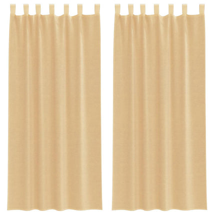 Voile gardiner med öglor 2 st sand 140x225 cm