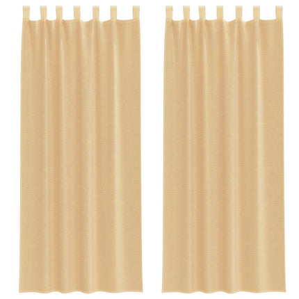 Voile gardiner med öglor 2 st sand 140x260 cm