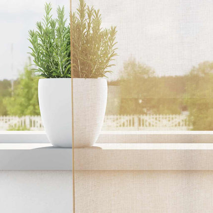 Voile gardiner med öglor 2 st sand 140x260 cm