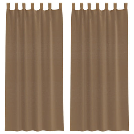 Voile gardiner med öglor 2 st ljusbrun 140x225 cm