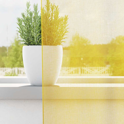 Voile gardiner med öglor 2 st gul 140x140 cm
