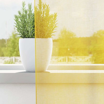 Voile gardiner med öglor 2 st gul 140x175 cm