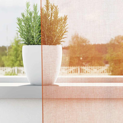 Voile gardiner med öglor 2 st terrakotta 140x175 cm