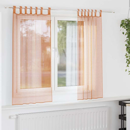 Voile gardiner med öglor 2 st terrakotta 140x175 cm