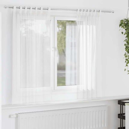 Voile gardiner med öglor 2 st vit 140x140 cm