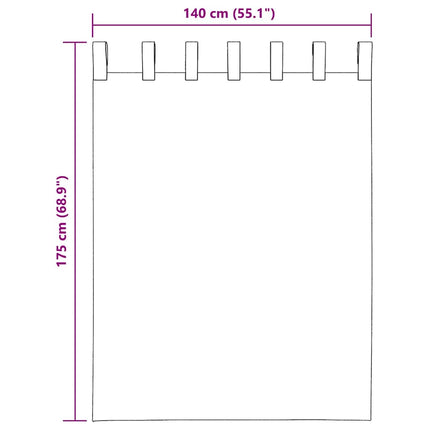 Voile gardiner med öglor 2 st vit 140x175 cm