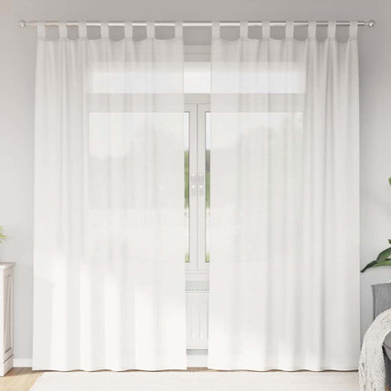 Voile gardiner med öglor 2 st vit 140x225 cm
