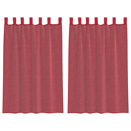 Voile gardiner med öglor 2 st vinröd 140x175 cm