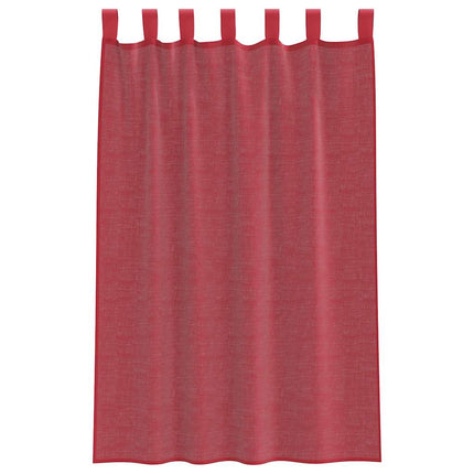Voile gardiner med öglor 2 st vinröd 140x175 cm