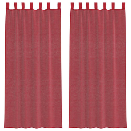 Voile gardiner med öglor 2 st vinröd 140x245 cm