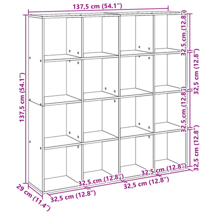 Bokhylla rökfärgad ek 137,5x29x137,5 cm konstruerat trä
