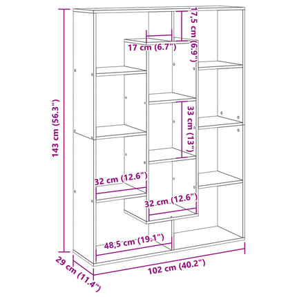 Bokhylla vit 102x29x143 cm konstruerat trä