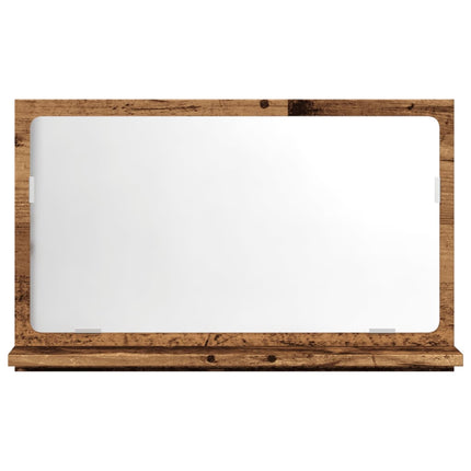 Spegelskåp för badrum åldrat trä 60x11x37 cm konstruerat trä