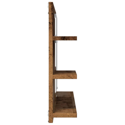 Spegelskåp för badrum åldrat trä 90x11x45 cm konstruerat trä