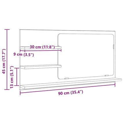 Spegelskåp för badrum artisan ek 90x11x45 cm konstruerat trä