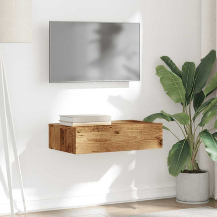 Tv-bänk med LED-belysning åldrat trä 60x35x15,5 cm