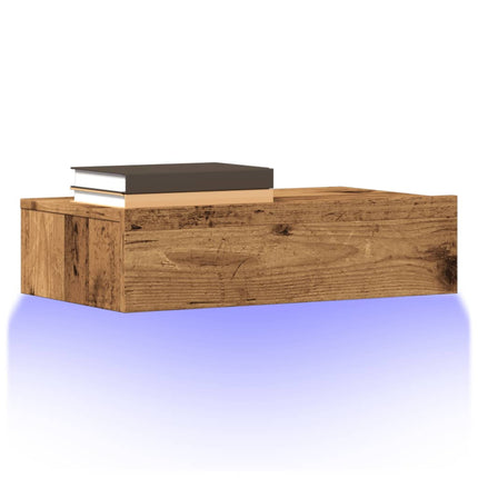 Tv-bänk med LED-belysning åldrat trä 60x35x15,5 cm