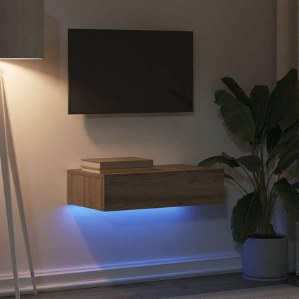 Tv-bänk med LED-belysning artisan ek 60x35x15,5 cm