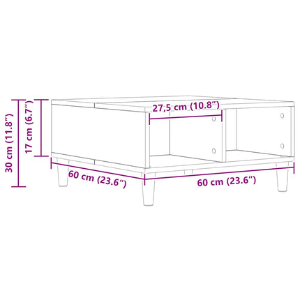 Soffbord artisan ek 60x60x30 cm konstruerat trä