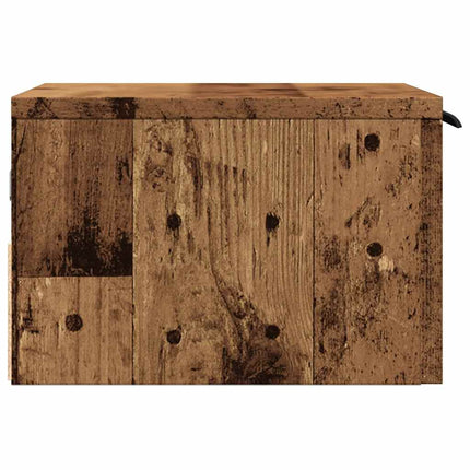 Väggmonterade sängbord 2 st åldrat trä 34x30x20 cm