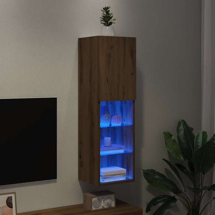 Tv-bänk med LED-belysning artisian ek 30,5x30x102 cm