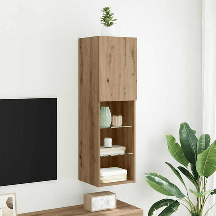Tv-bänk med LED-belysning artisian ek 30,5x30x102 cm