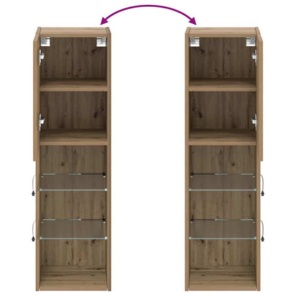 Tv-bänk med LED-belysning 2 st artisian ek 30,5x30x102 cm