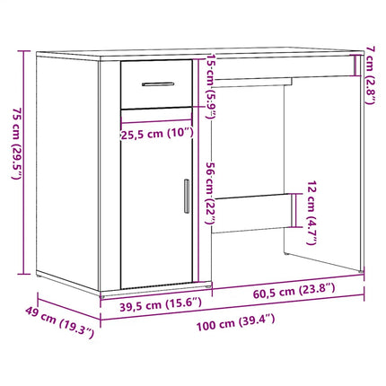 Skrivbord artisan ek 100x49x75 cm konstruerat trä
