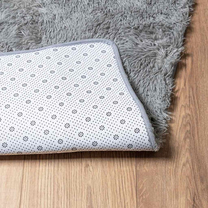 Ryamatta med lång lugg NAVARRA ljusgrå 60x100 cm polyester