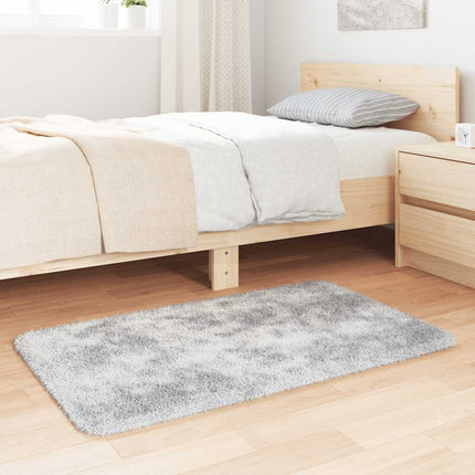 Ryamatta med lång lugg NAVARRA silvergrå 60x100 cm polyester