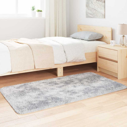 Ryamatta med lång lugg NAVARRA silvergrå 80x150 cm polyester