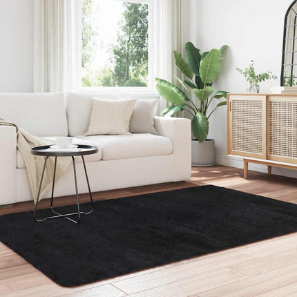 Ryamatta med lång lugg NAVARRA svart 130x200 cm polyester