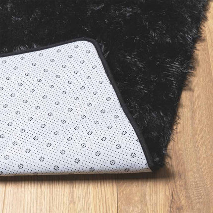 Ryamatta med lång lugg NAVARRA svart 130x200 cm polyester