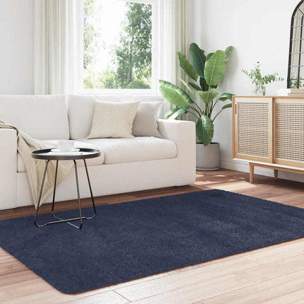 Ryamatta med lång lugg NAVARRA marinblå 130x200 cm polyester