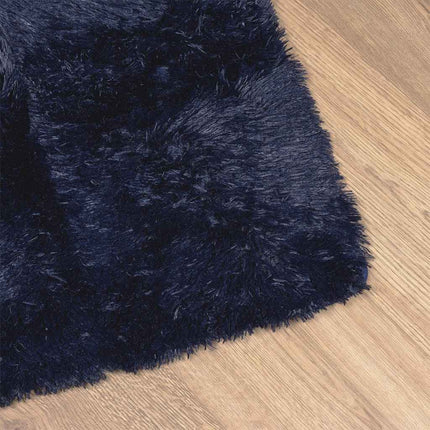 Ryamatta med lång lugg NAVARRA marinblå 130x200 cm polyester