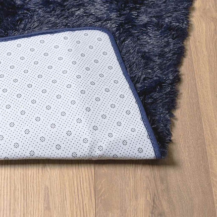 Ryamatta med lång lugg NAVARRA marinblå 130x200 cm polyester