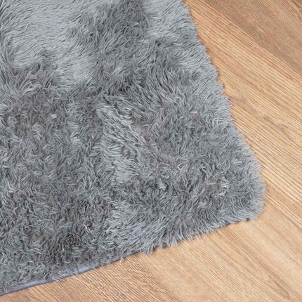 Ryamatta med lång lugg NAVARRA ljusgrå 120x120 cm polyester